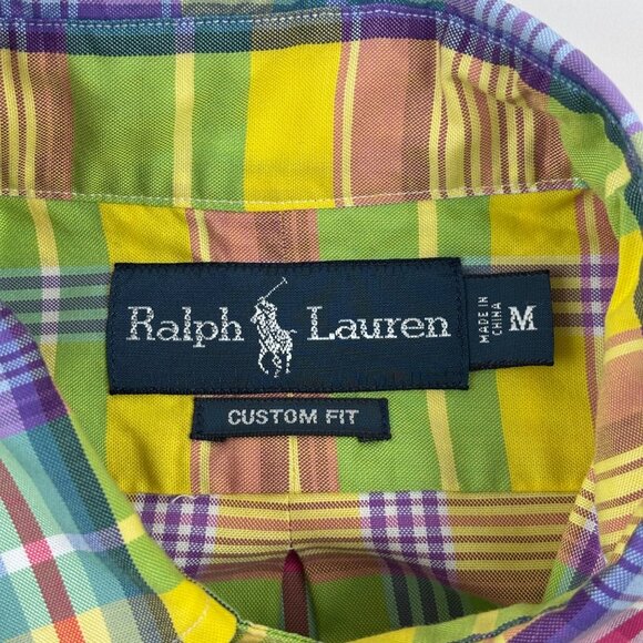 Ralph Lauren Plaid Shirt Mens Medium Custom Fit Cotton Spring Multicolor Oxford - Picture 8 of 10